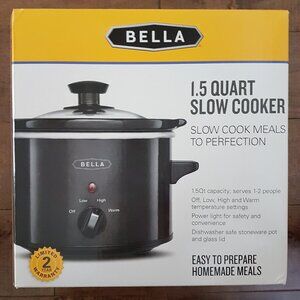 Bella 1.5 Qt Slow Cooker with Tempered Glass Lid - Black - NEW